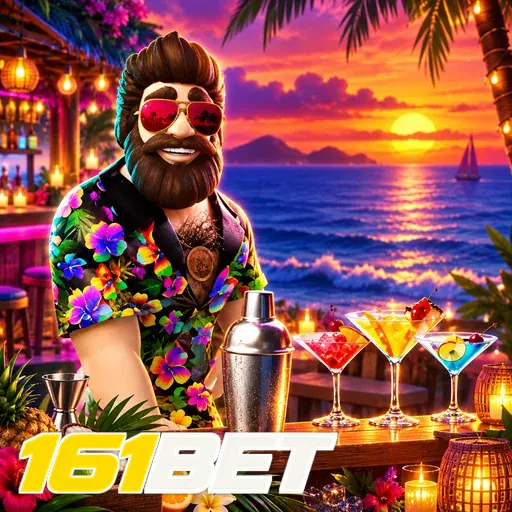 161BET — ilustração de um personagem em uma festa tropical